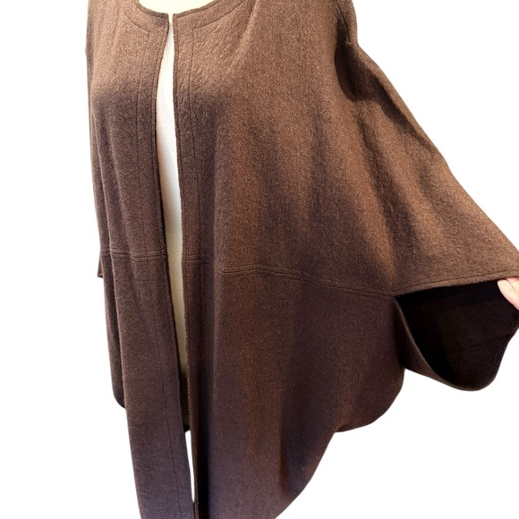Marla Wynne Brown Wool Blend Knit Poncho Sweater Cardigan Size M-L - Picture 5 of 10